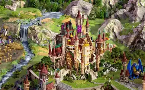 Elvenar – vízeséses völgyben emelkedő, tornyos fantasy kastélyváros
