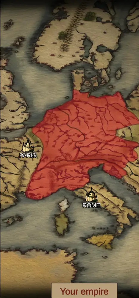 Medieval simulator – régi térképre emlékeztető Európa a saját birodalom határaival