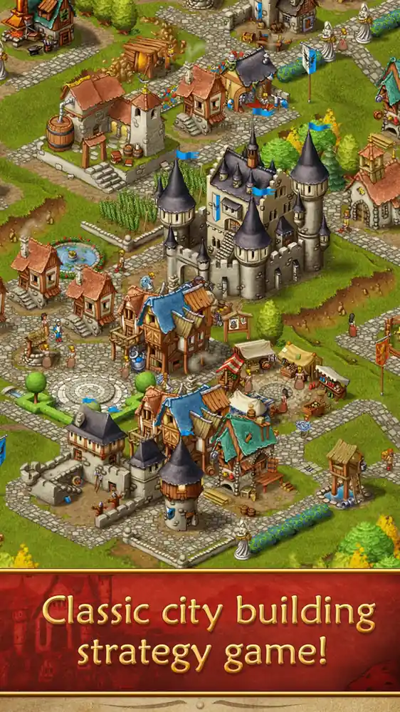 Townsmen – kastély körül növő város álló, telefonos képernyőn