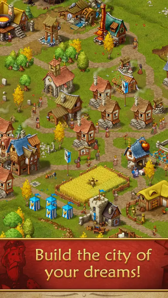 Townsmen – napsárga búzamező és lakóházak a település szélén
